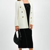 ASOS DESIGN Linen Double Breasted Suit Blazer In Cream