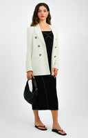 ASOS DESIGN Linen Double Breasted Suit Blazer In Cream