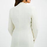 ASOS DESIGN Linen Double Breasted Suit Blazer In Cream