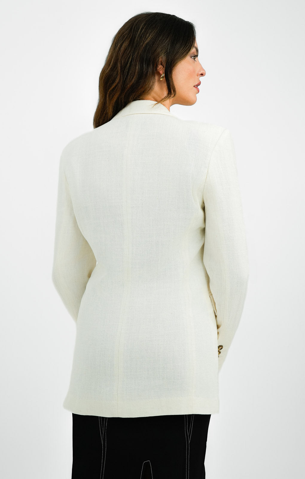 ASOS DESIGN Linen Double Breasted Suit Blazer In Cream