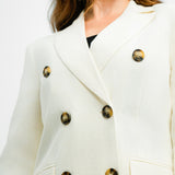 ASOS DESIGN Linen Double Breasted Suit Blazer In Cream