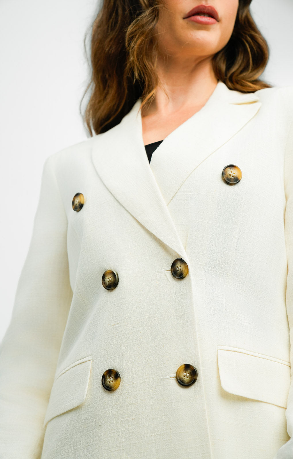 ASOS DESIGN Linen Double Breasted Suit Blazer In Cream