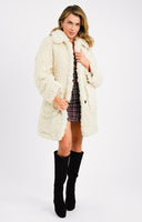 Topshop Chunky Borg Coat In Cream
