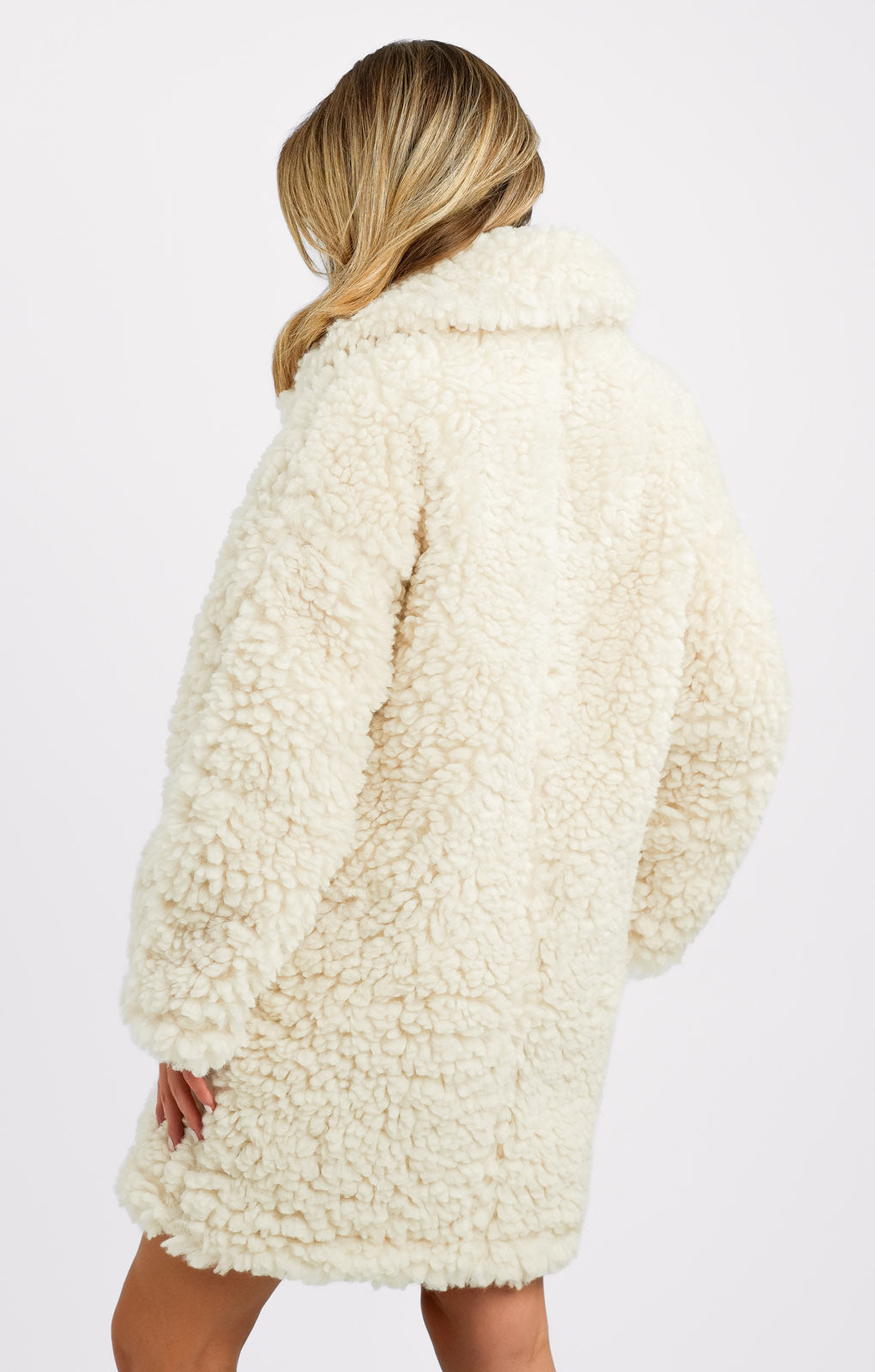 Topshop Chunky Borg Coat In Cream