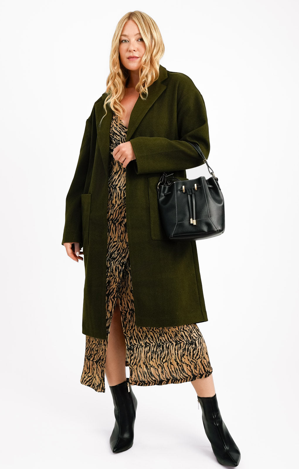 Topshop Chuck On Coat In Khaki