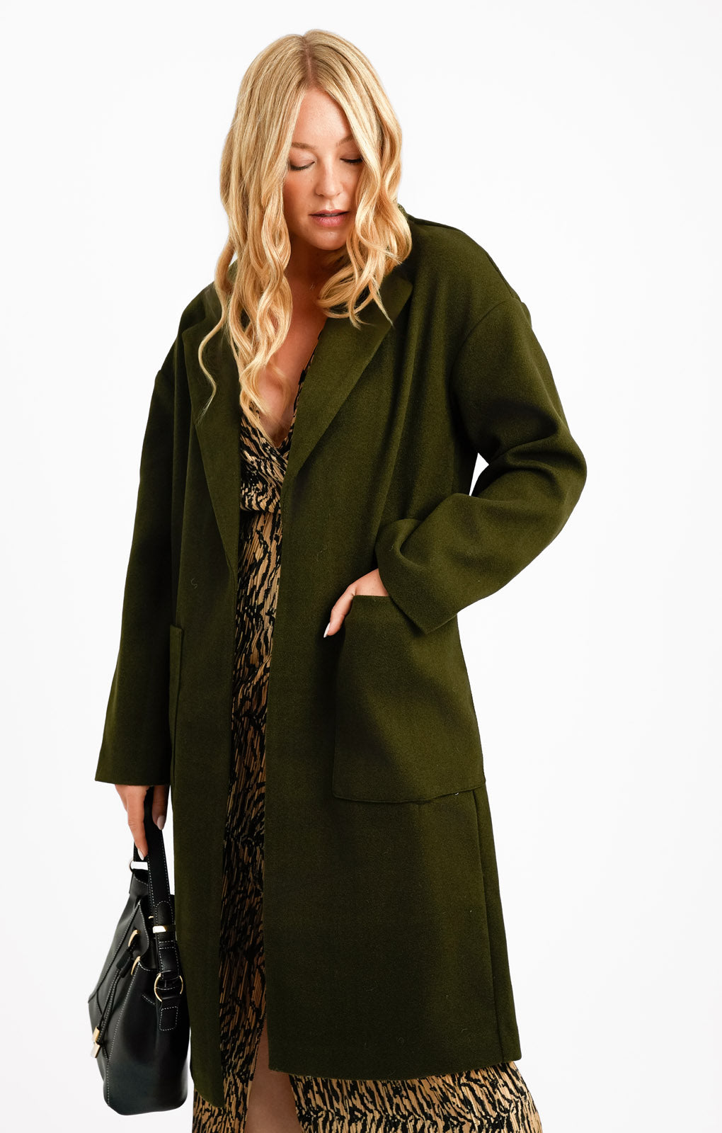 Topshop Chuck On Coat In Khaki