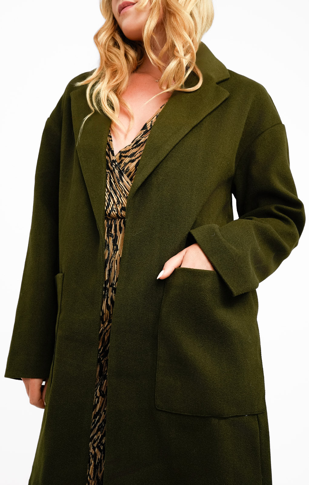 Topshop Chuck On Coat In Khaki