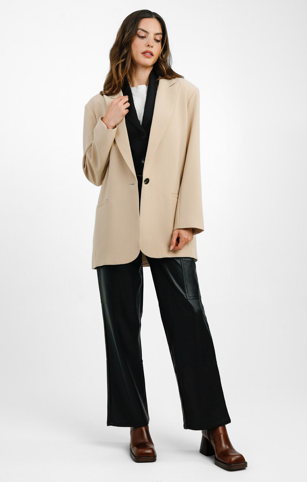 ASOS EDITION oversized longline blazer in stone