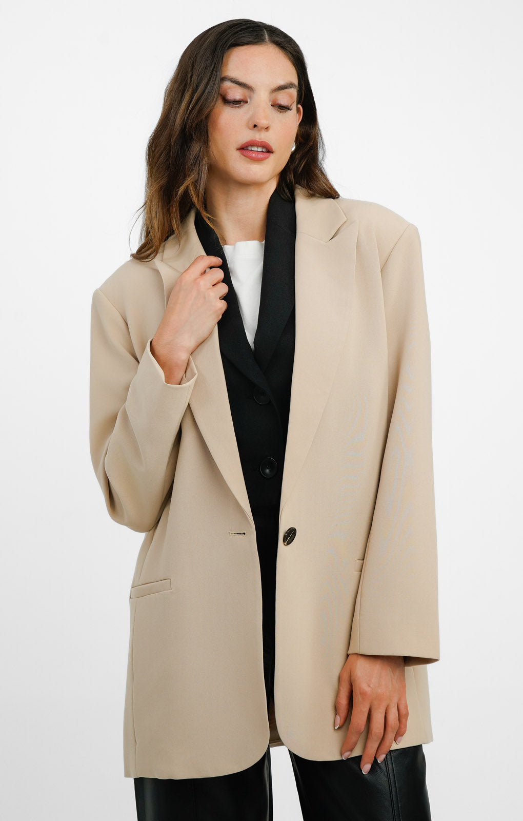 ASOS EDITION oversized longline blazer in stone