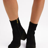 ASOS DESIGN Region Suede Mid-Heel Boots In Black