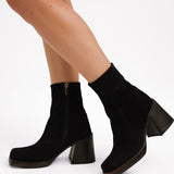 ASOS DESIGN Region Suede Mid-Heel Boots In Black