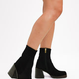 ASOS DESIGN Region Suede Mid-Heel Boots In Black