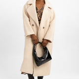 ASOS DESIGN Smart Double Breasted Boucle Wool Mix Coat In Cream