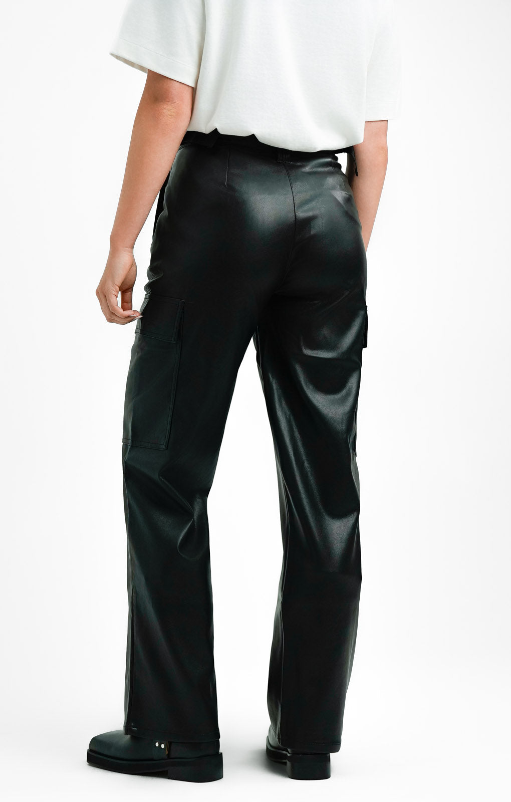 ASOS DESIGN Faux Leather Cargo Trousers In Black
