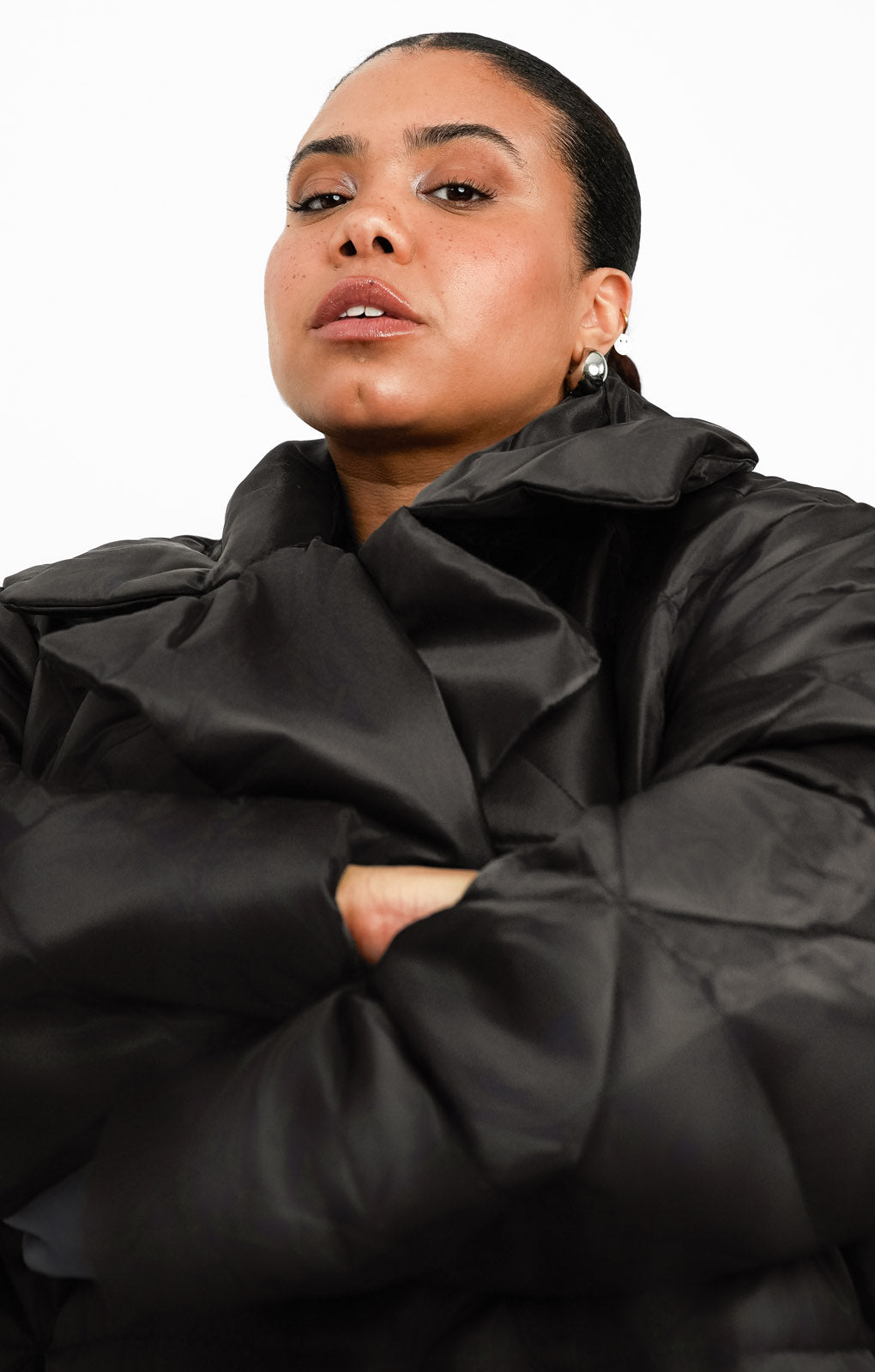 ASOS DESIGN Curve Nylon Quilted Maxi Puffer Coat In Black