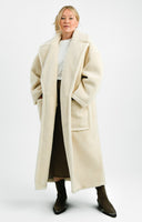 Topshop Borg Overcoat In Cream