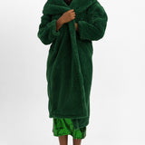 Topshop Hooded Borg Coat In Green