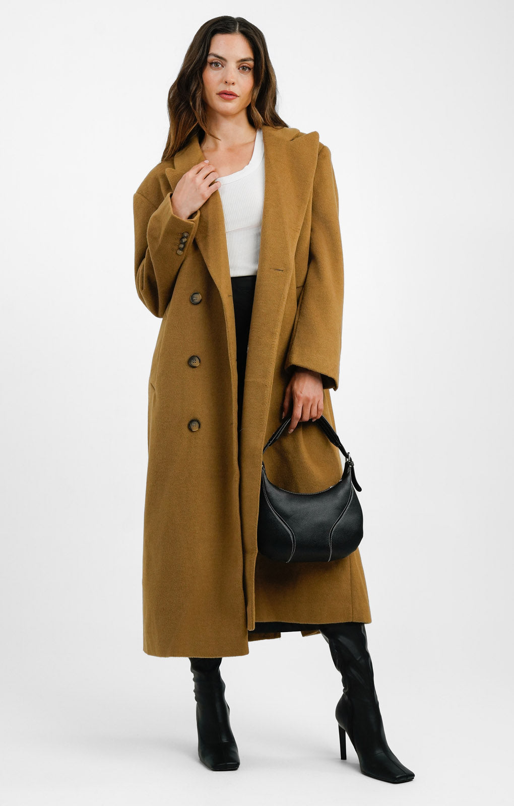 Topshop Smart Oversized Longline Coat In Camel
