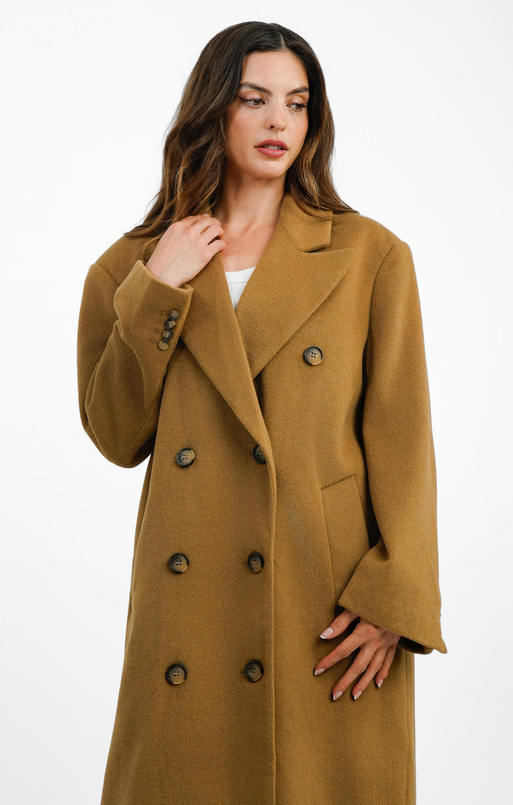 Topshop Smart Oversized Longline Coat In Camel