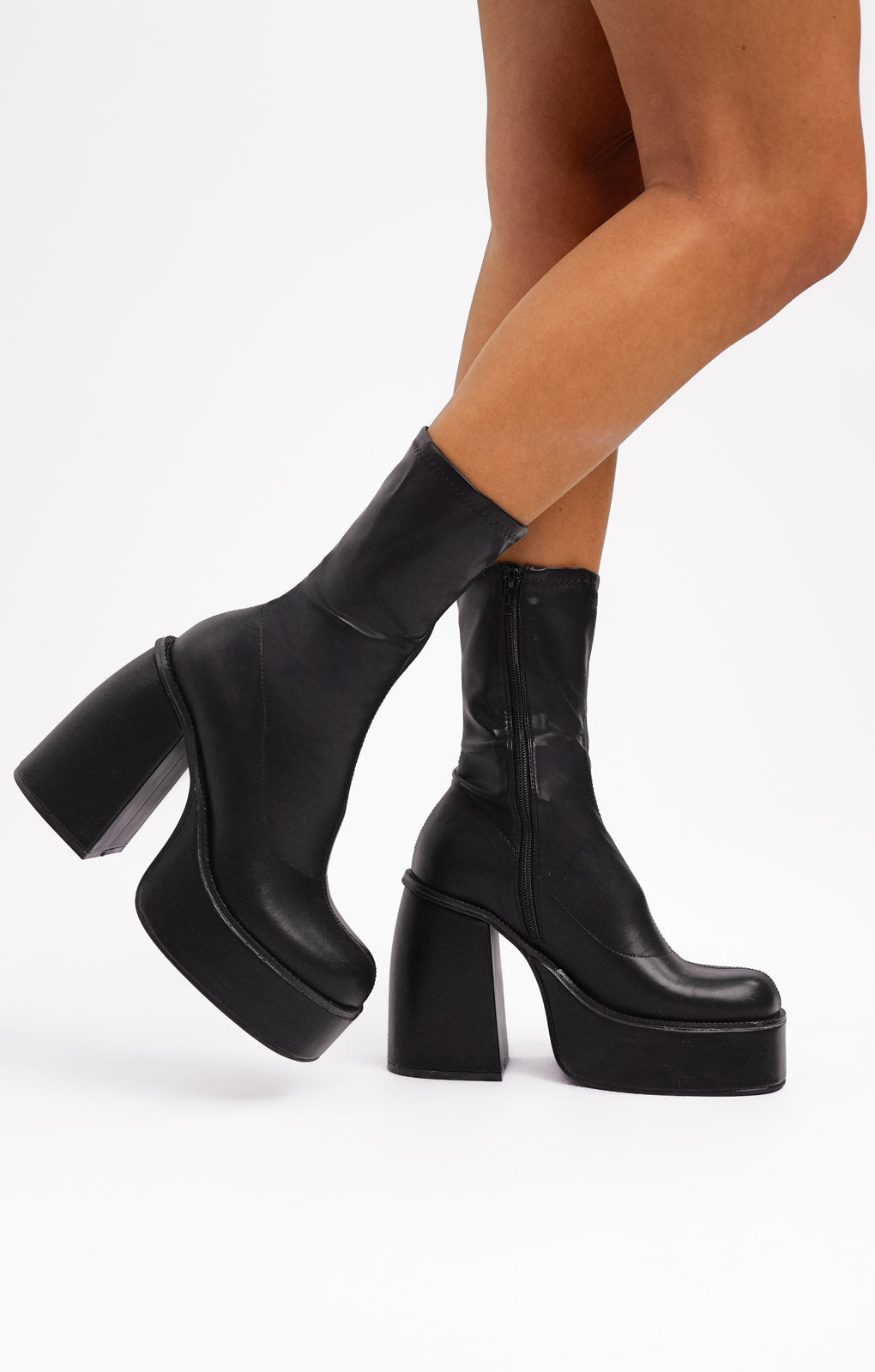 ASOS DESIGN Elated Heeled Chunky Platform Sock Boots In Black