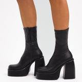 ASOS DESIGN Elated Heeled Chunky Platform Sock Boots In Black