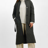 Topshop Collarless Quilted Coat In Charcoal