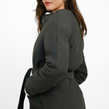 Topshop Collarless Quilted Coat In Charcoal