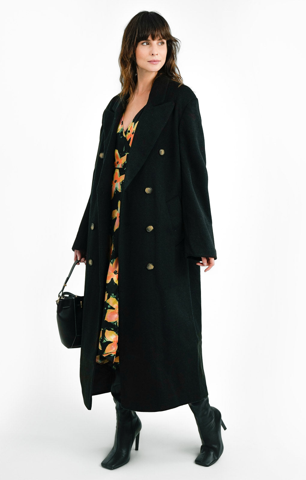 Topshop Tall Smart Oversized Coat In Black