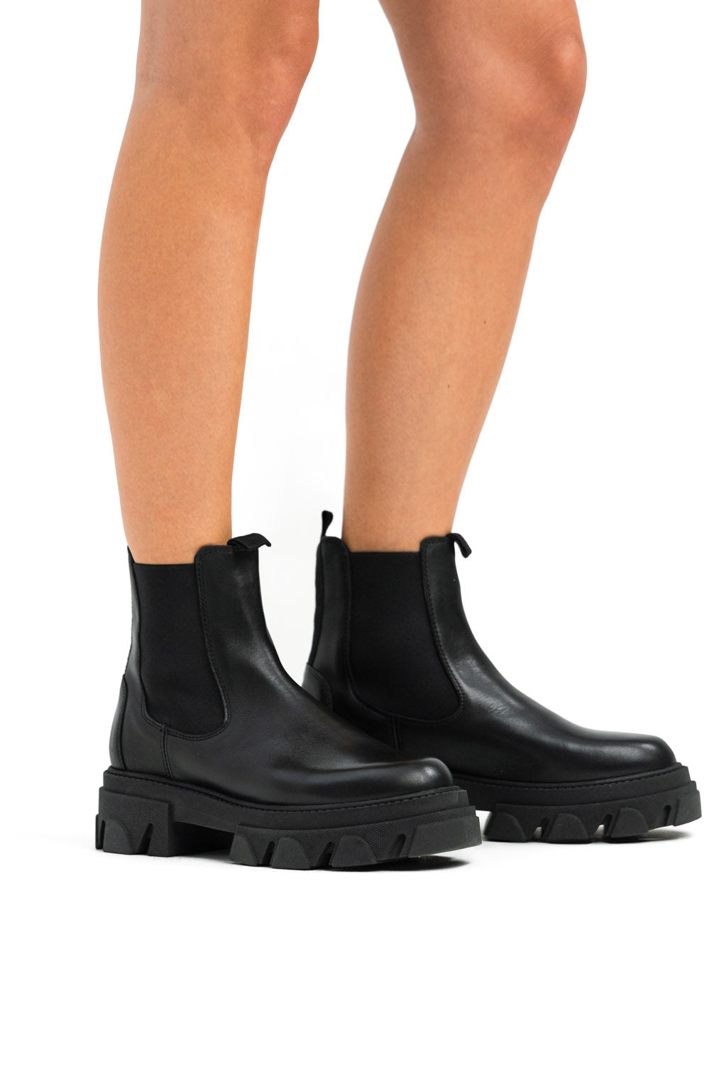 ALDO Bigtrek Chunky Flat Ankle Boots In Black Leather