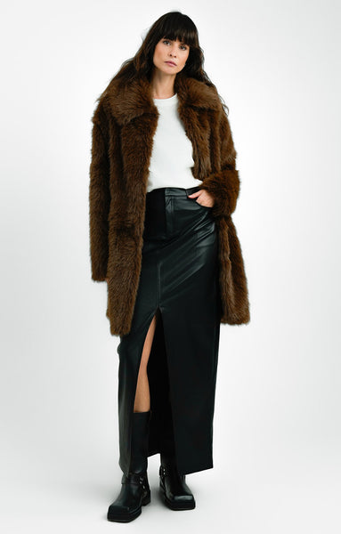Rent Topshop Tall Oversized Faux Fur Coat In Chocolate Hirestreet