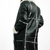 Topshop Faux Shearling Longline Jacket With Faux Fur Trims In Black