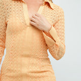 ASOS DESIGN Petite Broderie Backless Mini Shirt Dress In Apricot