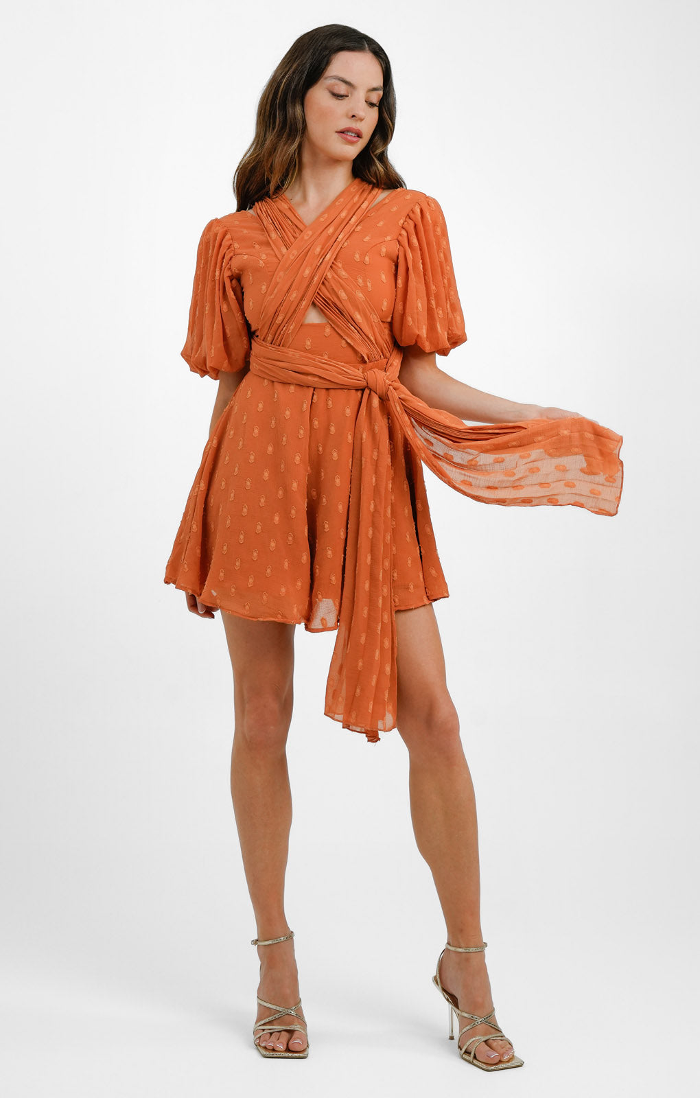 ASOS DESIGN Wrap Bodice Flippy Playsuit In Rust
