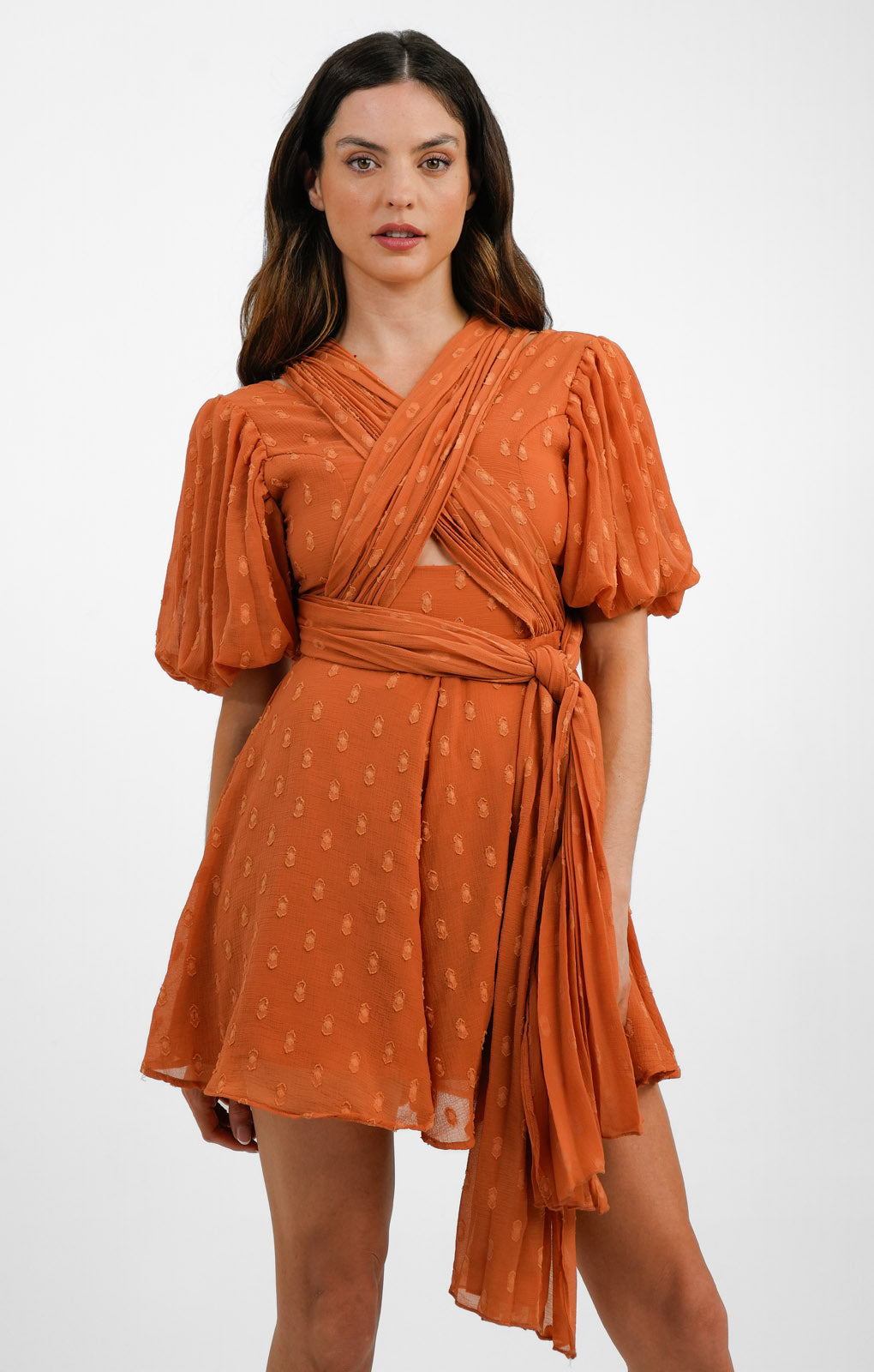 ASOS DESIGN Wrap Bodice Flippy Playsuit In Rust