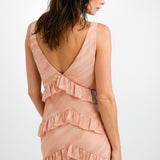 Pretty Lavish Tiered Ruffle Midaxi Dress In Orange Terracotta Stripe – dresses by Pretty Lavish, available to rent from Hirestreet