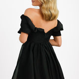 ASOS DESIGN Off Shoulder Organza Mini Dress With Ruffle Bodice Detail In Black