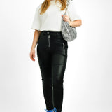 Topshop Petite Faux Leather Skinny Fit Biker Trouser In Black