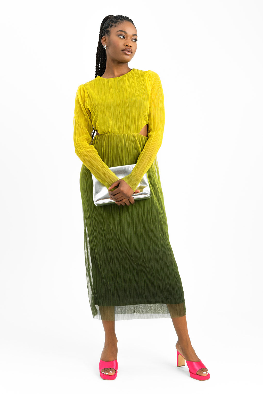 Topshop Ombre Cut Out Mesh Midi Dress In Multi