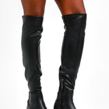 Steve Madden Seasons Heeled Over The Knee Boots In Black Pu