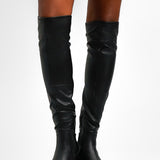 Steve Madden Seasons Heeled Over The Knee Boots In Black Pu