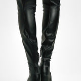 Steve Madden Seasons Heeled Over The Knee Boots In Black Pu