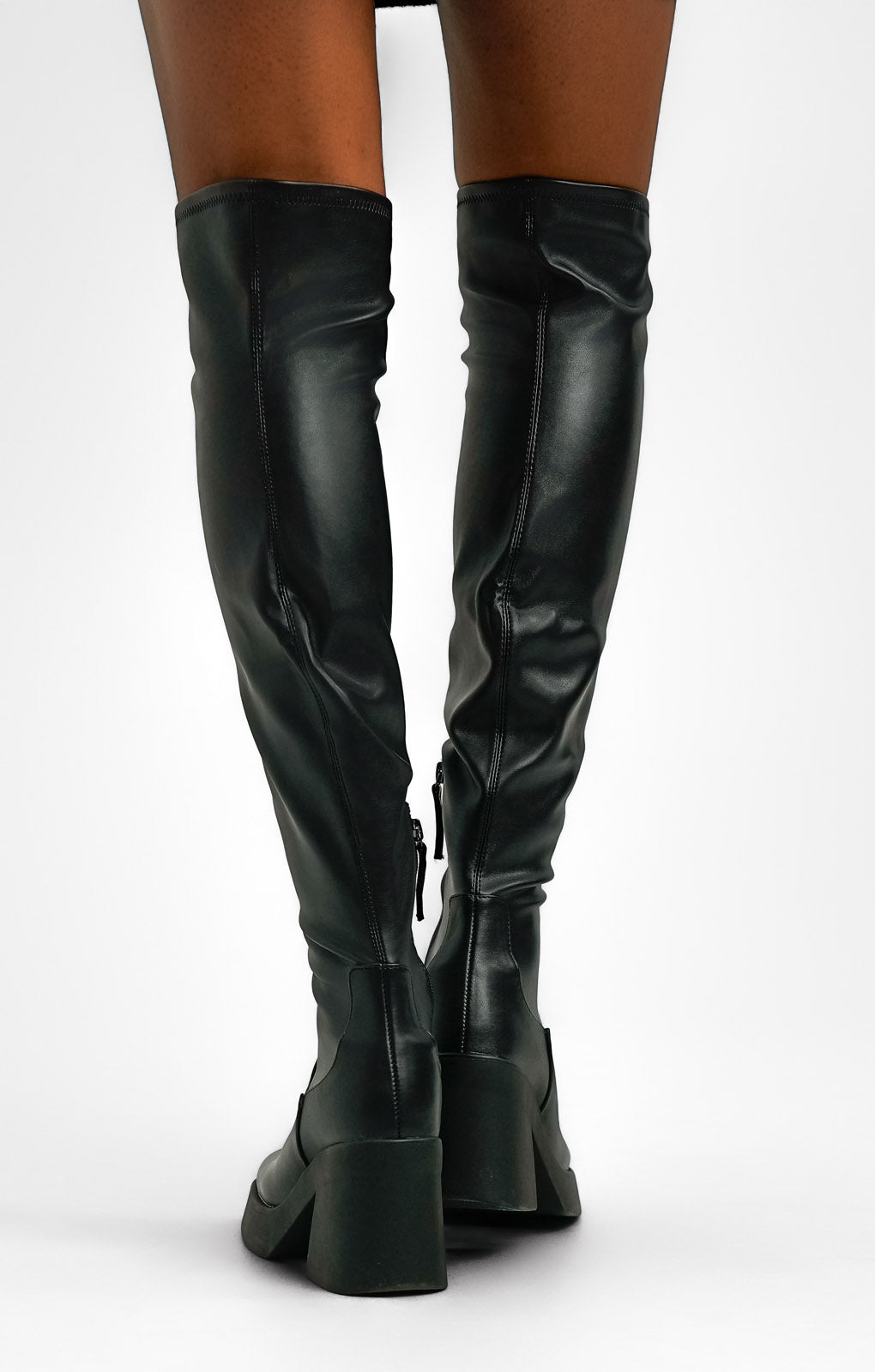 Steve Madden Seasons Heeled Over The Knee Boots In Black Pu