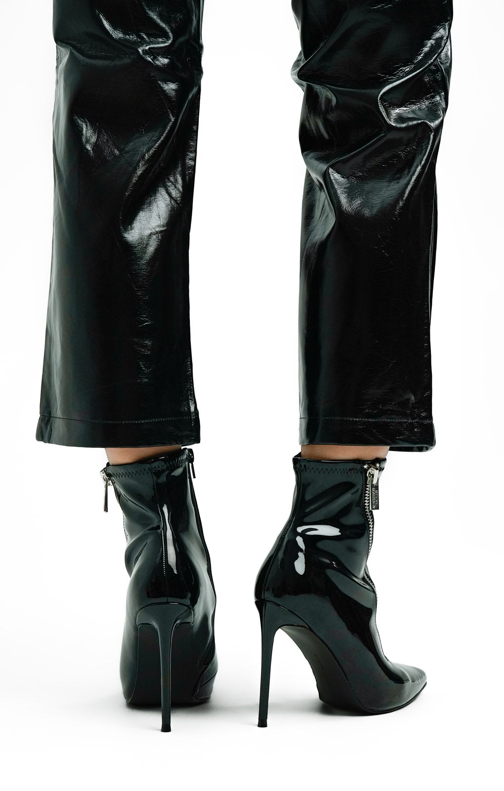 Steve Madden Virtuoso Zip Detail Heeled Boots In Black Patent