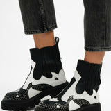Steve Madden Abide Chunky Western Boots In Black And White