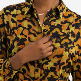 Topshop Tie Side Animal Mini Shirt Dress In Multi