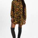 Topshop Tie Side Animal Mini Shirt Dress In Multi