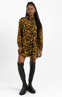 Topshop Tie Side Animal Mini Shirt Dress In Multi