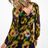 Topshop Blurred Tie Dye Floral Ruched Mini Tea Dress In Multi