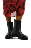 London Rebel Leather Chunky Chelsea Boot In Black Croc