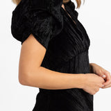 Topshop Crushed Velvet Mini Tea Dress In Black